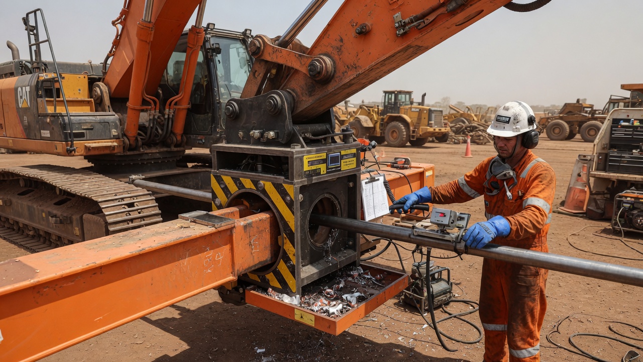On-site lineboring of excavator boom pivot